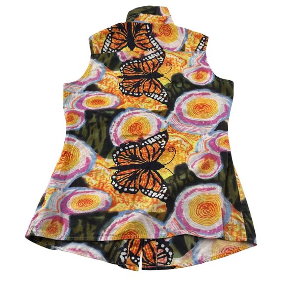 BUGATCHI Women's size Medium Multi-Color Button Down Shirt Butterfly - Picture 3 of 5